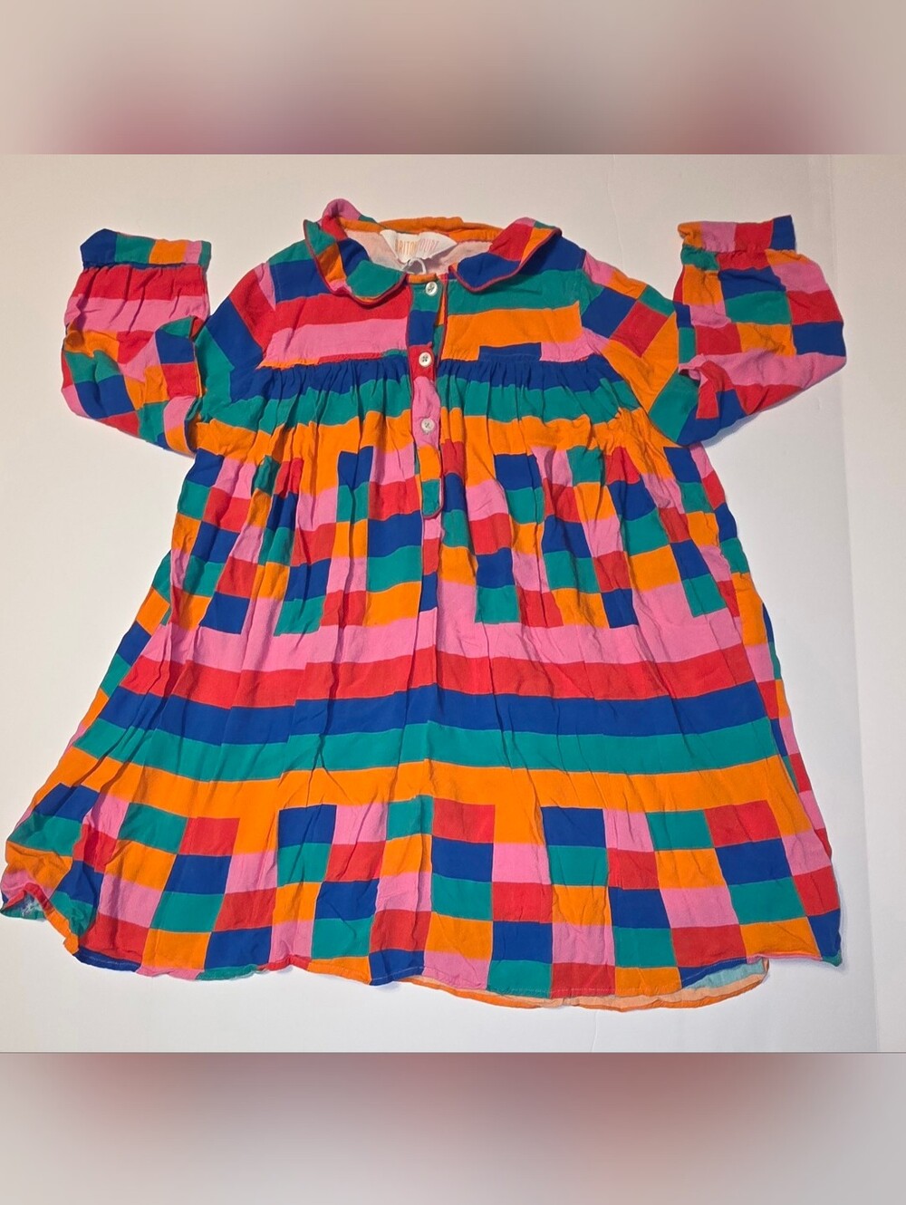 Briton Court Girls' Colorblock Striped Cotton Dress -Size 12Y